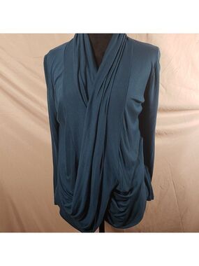 GINGER G Teal Draped Sweater Top, Size L